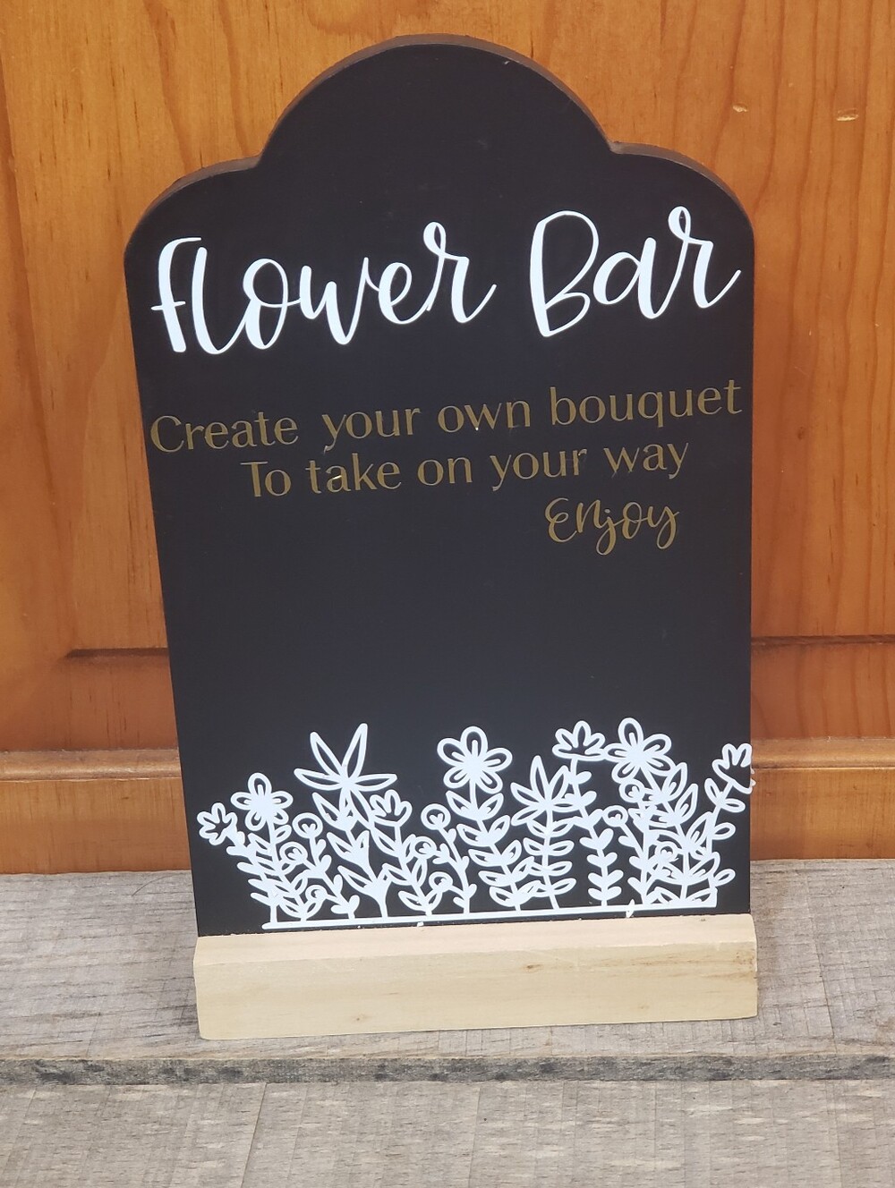 Wooden Table Top FLOWER BAR Sign Party Decor Supplies Bridal Shower